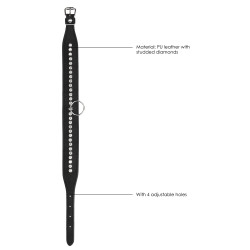 Ouch! Collier-Laisse à Strass Diamond Studded Noir